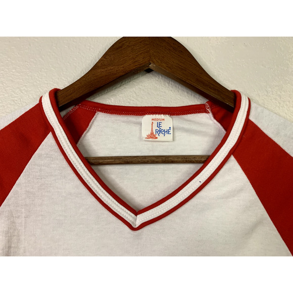 90s Vintage Le Riche M Medium Red White Montana MT Birdhouse Short Sleeve Shirt - Picture 5 of 10